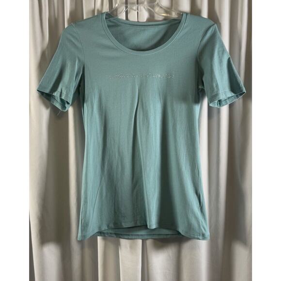 United Colors of Benneton Logo T-Shirt Teal Mist S Minimalist 72-42 - Picture 7 of 10